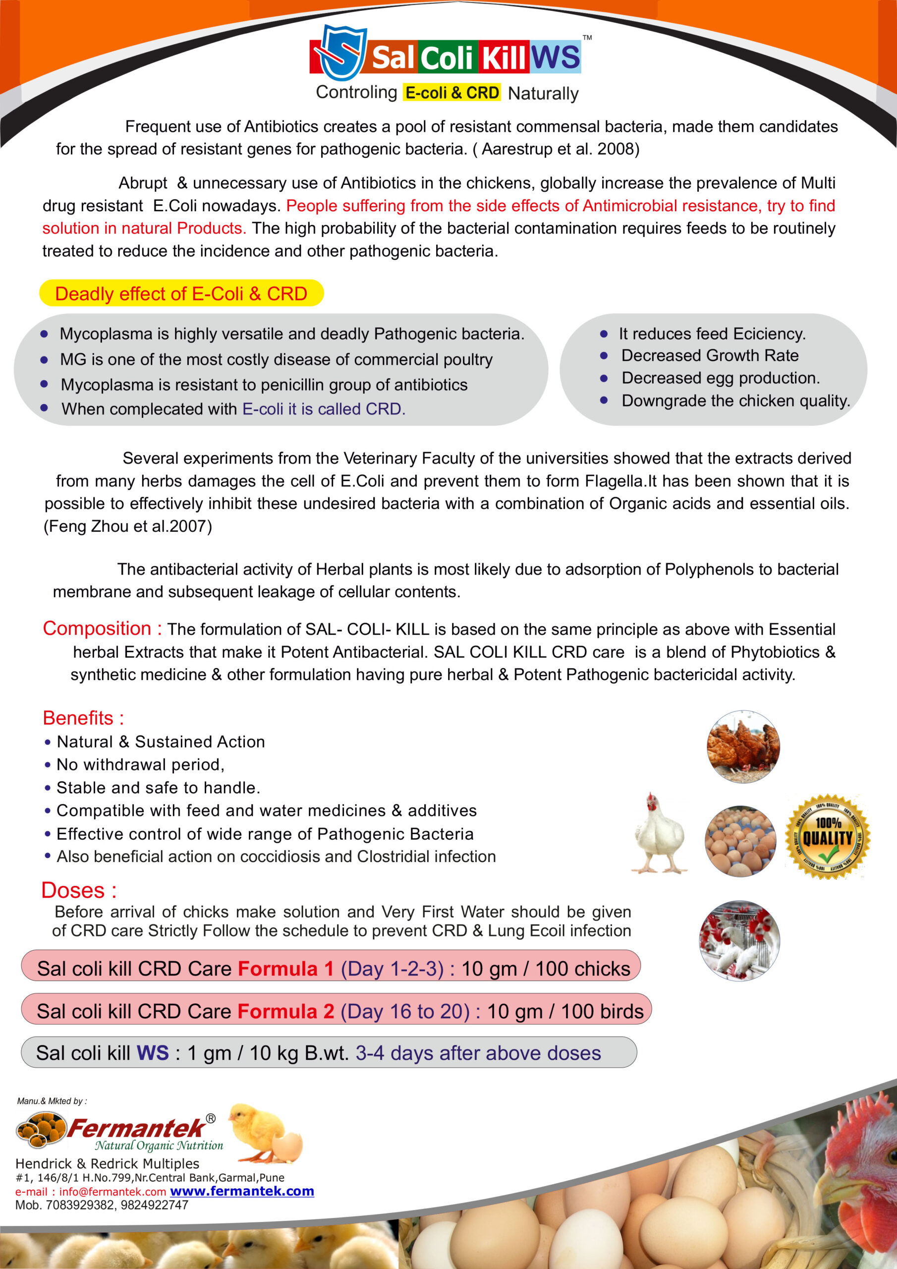 Sal Coli Kill Care WS Controlling E coli and CRD Naturally Fermantek